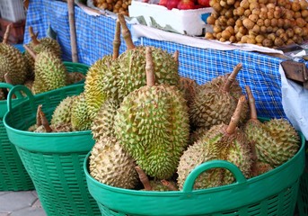 fresh durian at street market