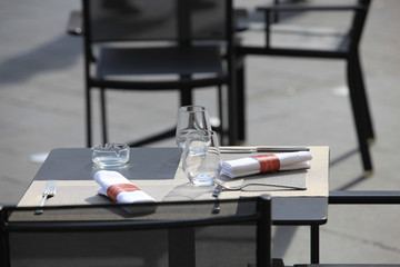 Empty restaurant terrace