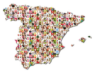 map of spain with a lot of people portraits