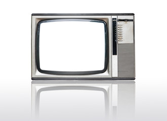 Grunge vintage television isolated on white