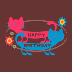 Cute birthday card with two cats