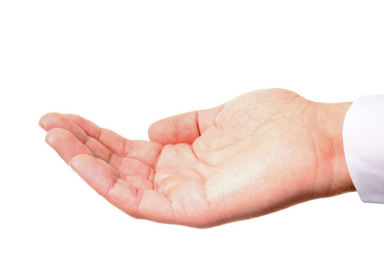 Man's hand showing, asking, giving or holding something