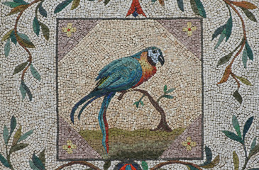 Parrot mosaic - Vatican gardens, Rome, Vatican city