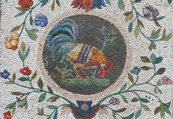 Cock mosaic - Vatican gardens, Rome, Vatican city