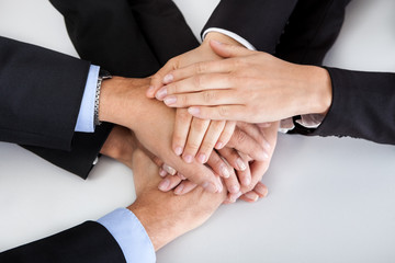 Obraz premium Business colleagues with hands stacked together