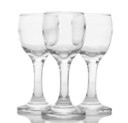 Empty glasses isolated on white