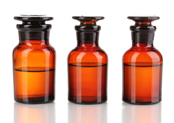 Medicine bottles isolated on white
