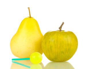 Lollipop with a taste of apple and pear isolated on white