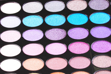 Bright eye shadows close-up