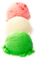Green, white, and red ice cream ball