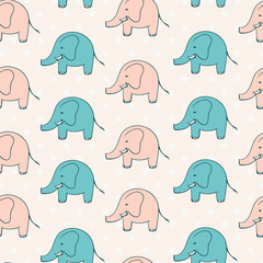 seamless pattern with cute elephant