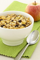 healthy granola and fresh fruits