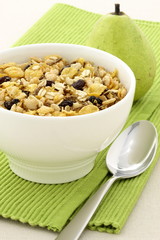 healthy granola and fresh fruits