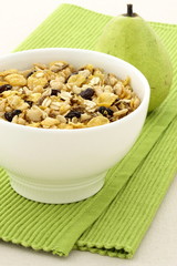 healthy granola and fresh fruits