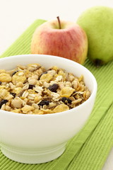 healthy granola and fresh fruits