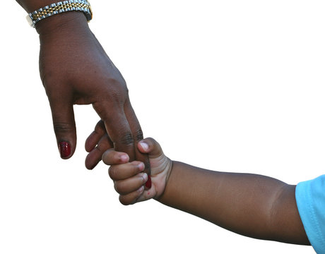 African-American Family: Child Is Holding Mothers Hand