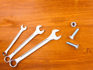 Instruments on wooden background