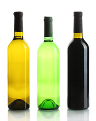 bottles of wine isolated on white
