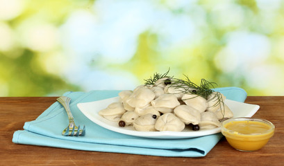 Delicious cooked dumplings in the dish