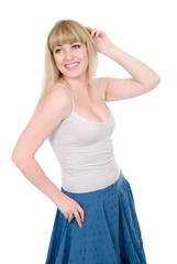 Fototapeta premium Beautiful woman with a hand on the head