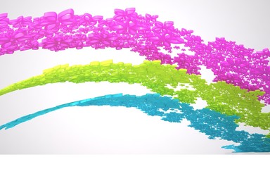 The dynamic abstract composition with flowers