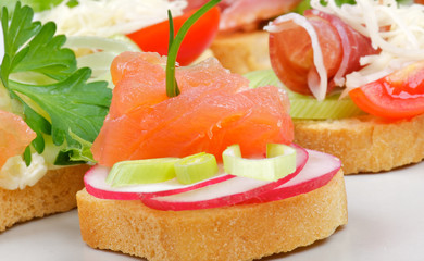 Appetizer of Smoked Salmon closeup