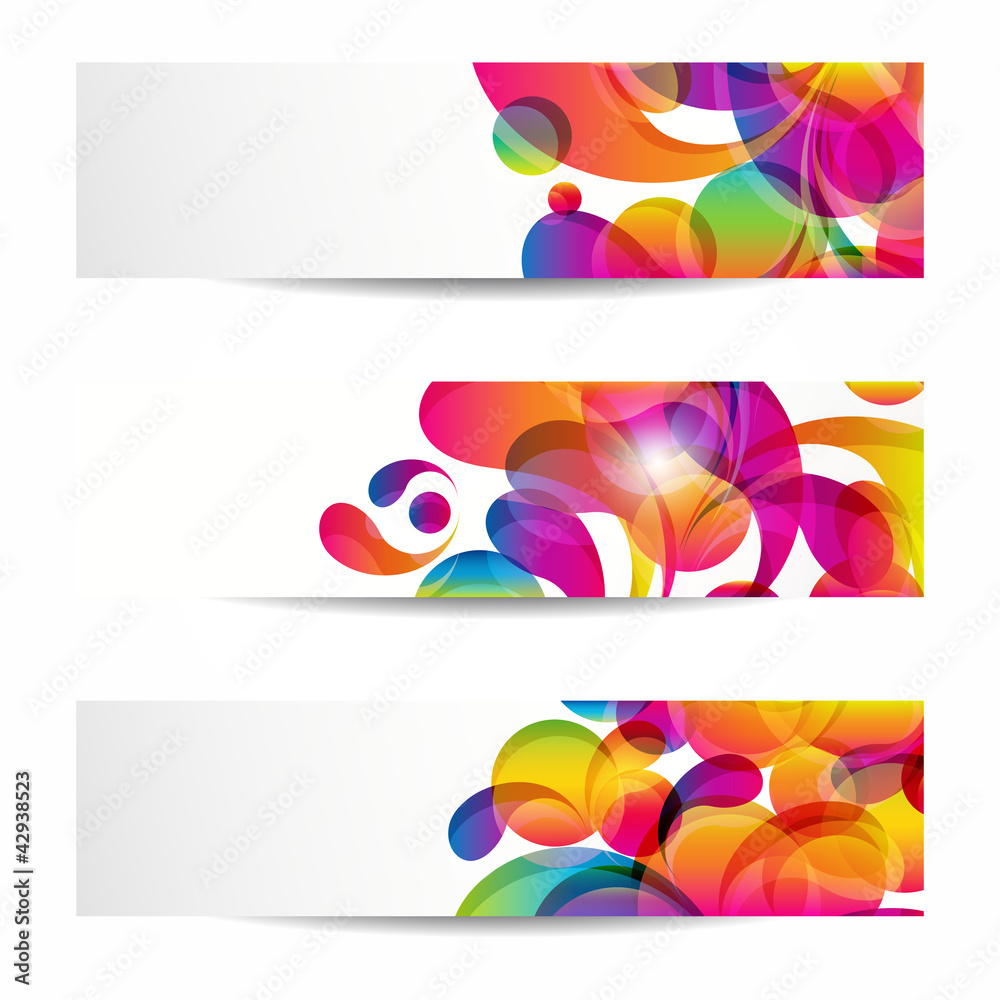 Wall mural abstract web banners withcolorful arc-drop for your www design