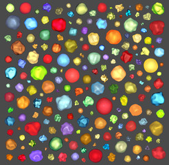 3d bright abstract shapes on gray backdrop