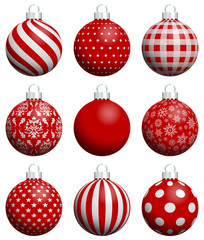 9 Dark Red/Silver Christmas Balls Pattern
