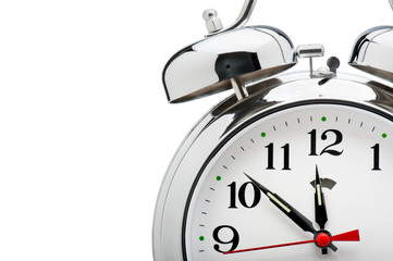 detail of alarm clock, isolated on white