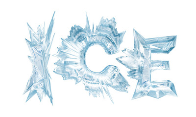Fototapeta premium Ice crystal letters. The Word - Ice