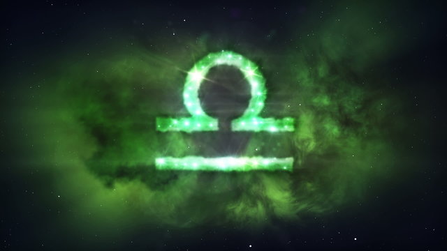Libra as a astrological sign, depicted as a beautiful nebula.