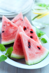 Sliced water melon on a plate