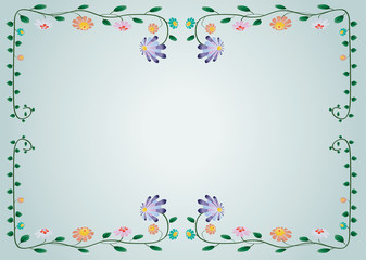 Vector illustration of colorful flower border on blue background