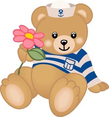 Teddy Sailor Offers Flower