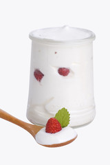 Obraz na płótnie Canvas bowl of yogurt with wild strawberry