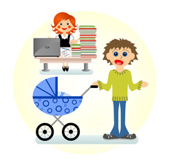 Wife businesswoman and husband householder