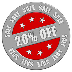 Schild graurot rund rt SALE 20% OFF
