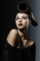 Beautiful lady with an improbable hairdress