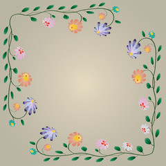 Fototapeta na wymiar Beautiful colorful bright flowers border vector illustration