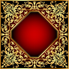 background frame red with gold(en) pattern