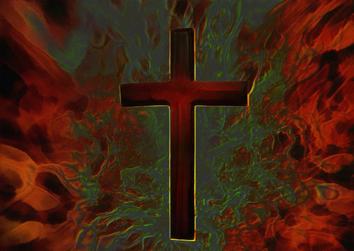 3D Fiery Christian Cross