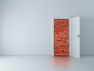 door to brick wall