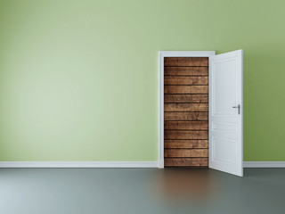 door to wood wall