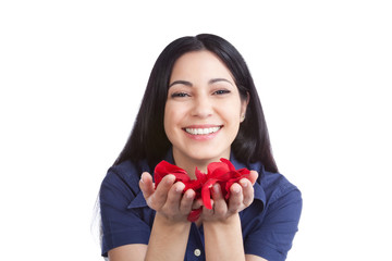 Woman Holding Rose Petals