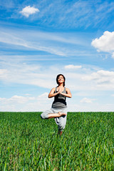 woman doing youga exercises