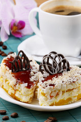 Dessert cake and coffee