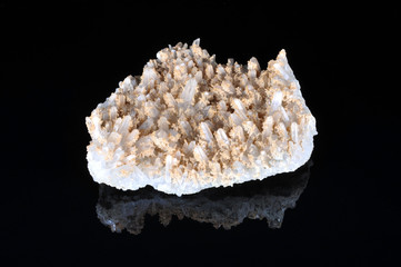 Rock crystal with limestone formations, druse, aggregate