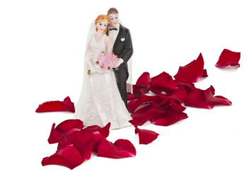 A wedding couple made of plastic, models for wedding cake