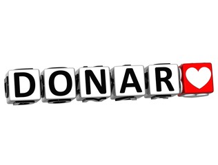 3D Donate In Spanish Language Button Click Here Block Text